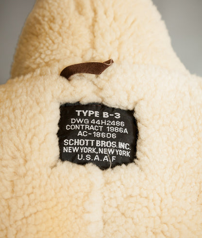 Vintage 1990s Schott B-3 Sheepskin Flying Jacket, USAAF Pattern Label