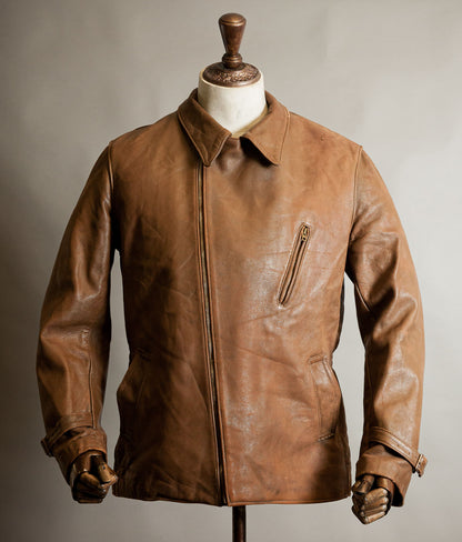 Vintage 1940s French Sheep Leather Motorcycle Jacket Éclair Zips