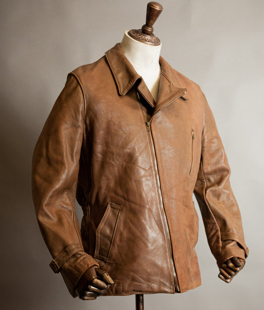 Vintage 1940s French Sheep Leather Motorcycle Jacket Éclair Zips