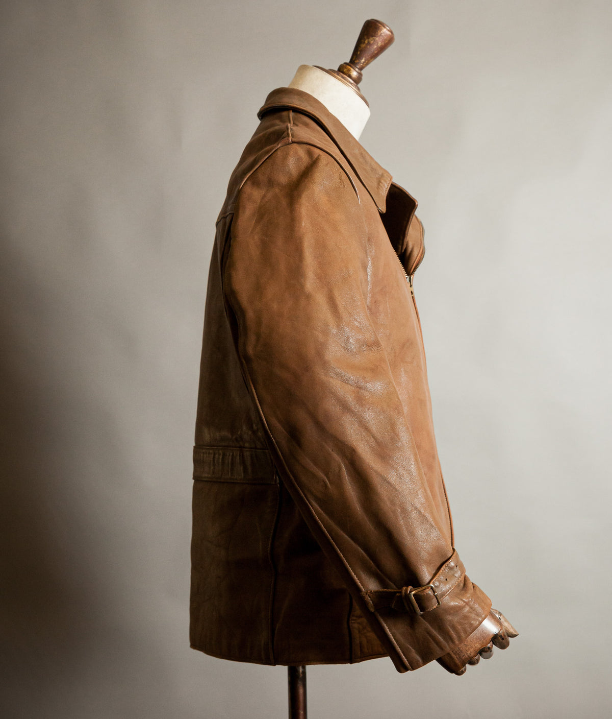 Vintage 1940s French Sheep Leather Motorcycle Jacket Éclair Zips