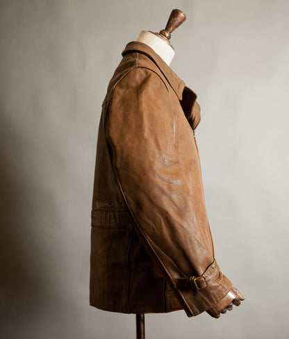Vintage 1940s French Sheep Leather Motorcycle Jacket Éclair Zips