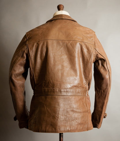 Vintage 1940s French Sheep Leather Motorcycle Jacket Éclair Zips