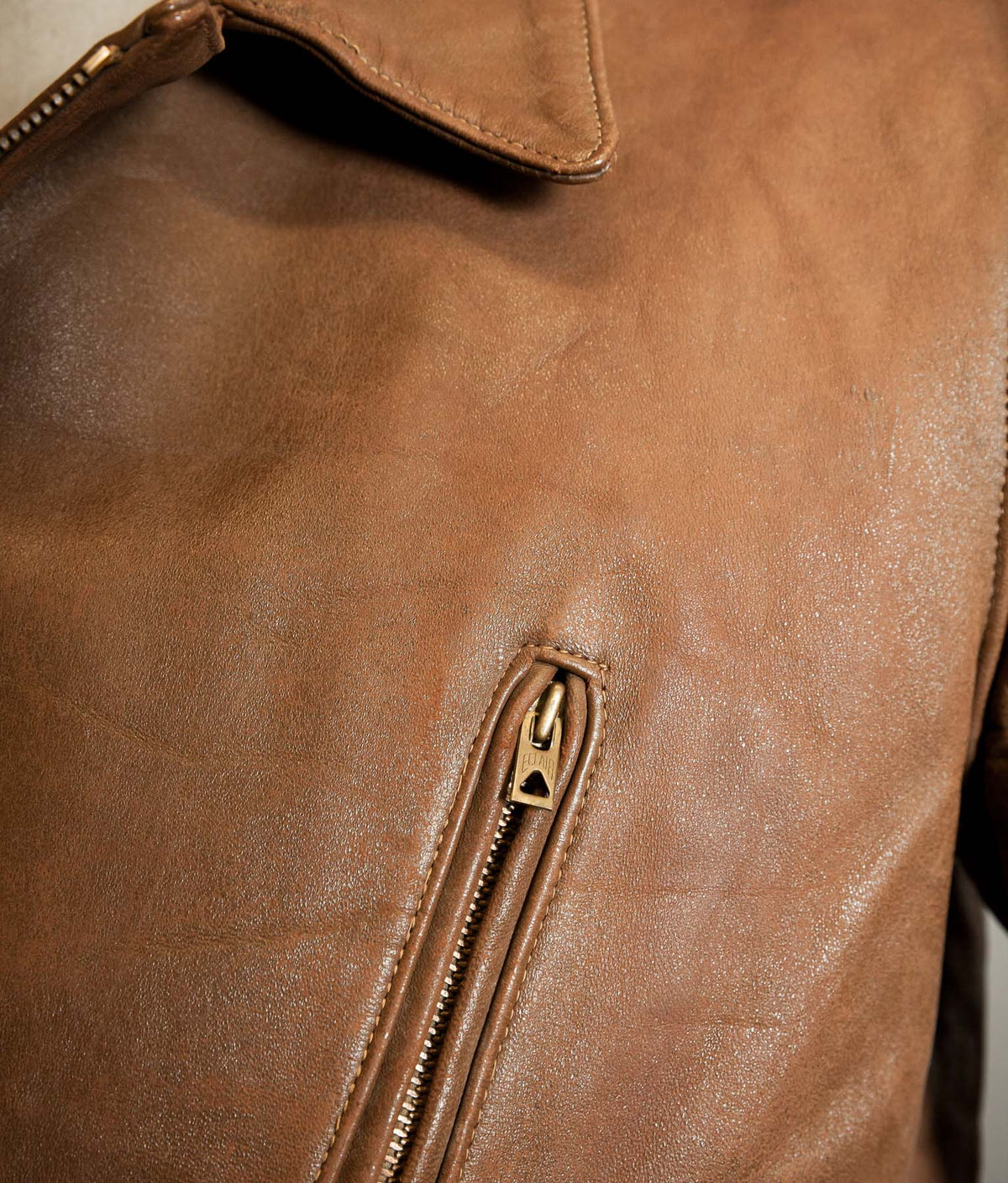 Vintage 1940s French Sheep Leather Motorcycle Jacket Éclair Zips
