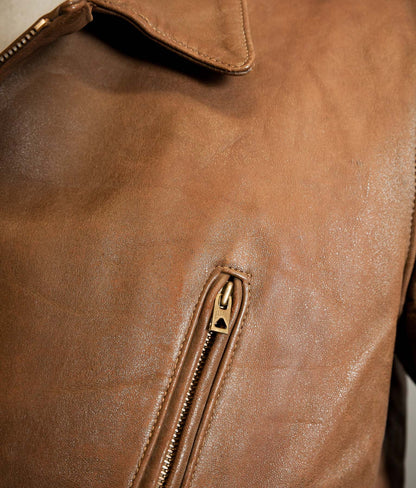 Vintage 1940s French Sheep Leather Motorcycle Jacket Éclair Zips