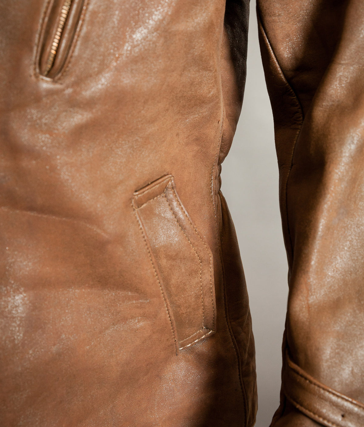 Vintage 1940s French Sheep Leather Motorcycle Jacket Éclair Zips