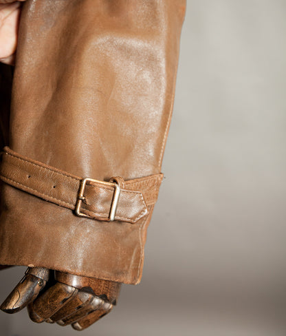 Vintage 1940s French Sheep Leather Motorcycle Jacket Éclair Zips
