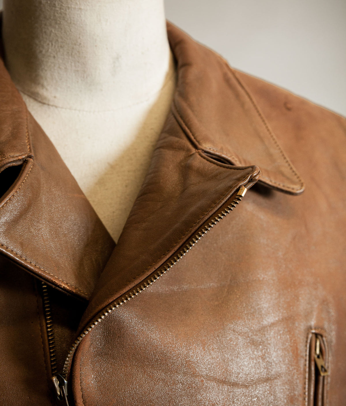 Vintage 1940s French Sheep Leather Motorcycle Jacket Éclair Zips
