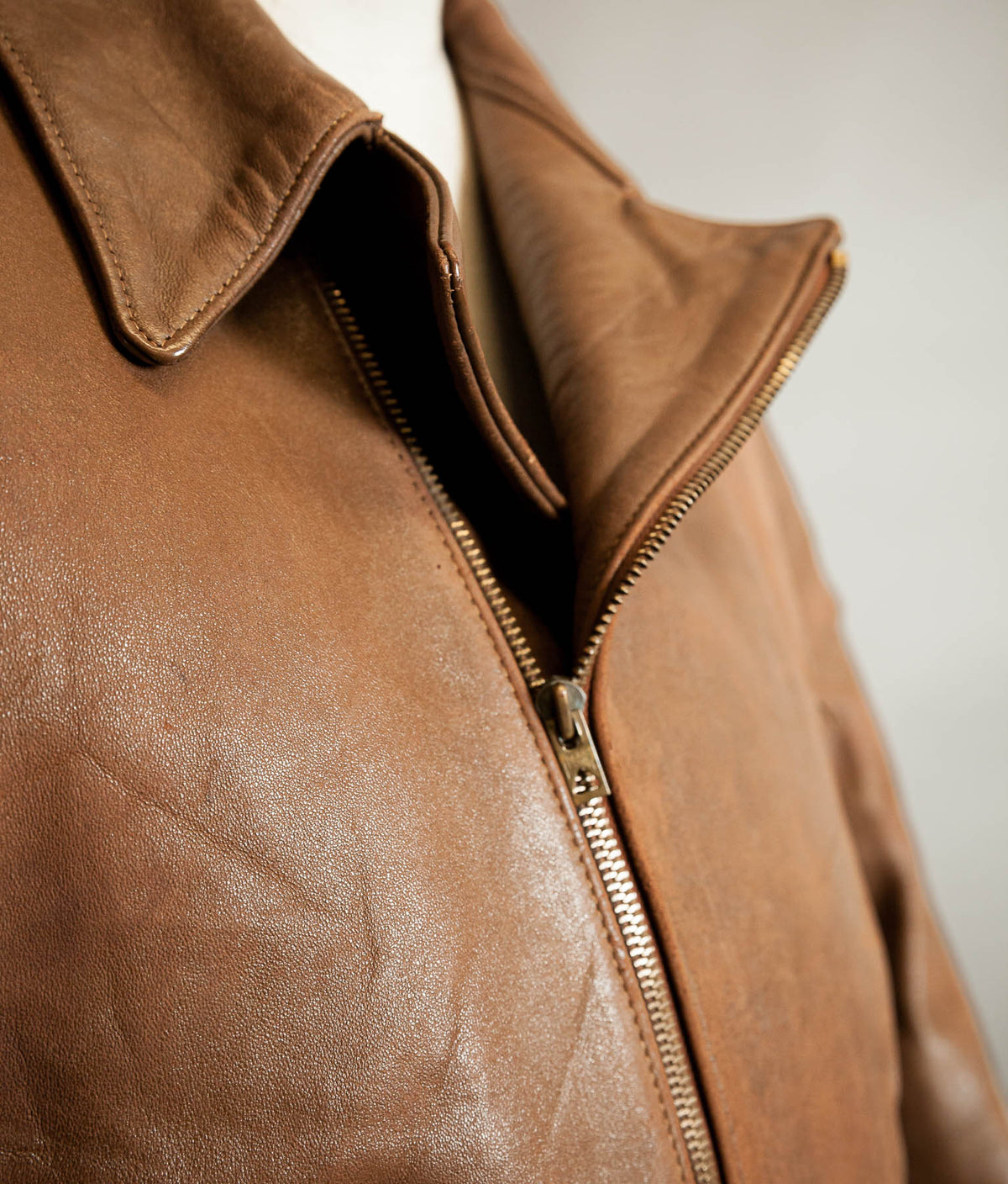 Vintage 1940s French Sheep Leather Motorcycle Jacket Éclair Zips