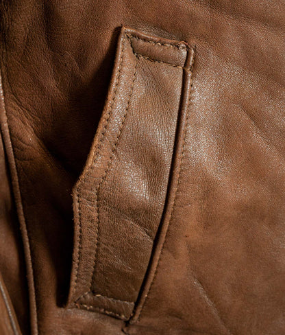 Vintage 1940s French Sheep Leather Motorcycle Jacket Éclair Zips
