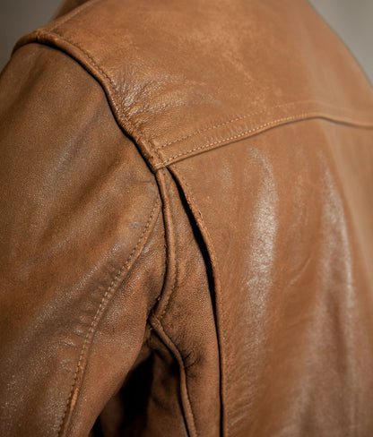 Vintage 1940s French Sheep Leather Motorcycle Jacket Éclair Zips