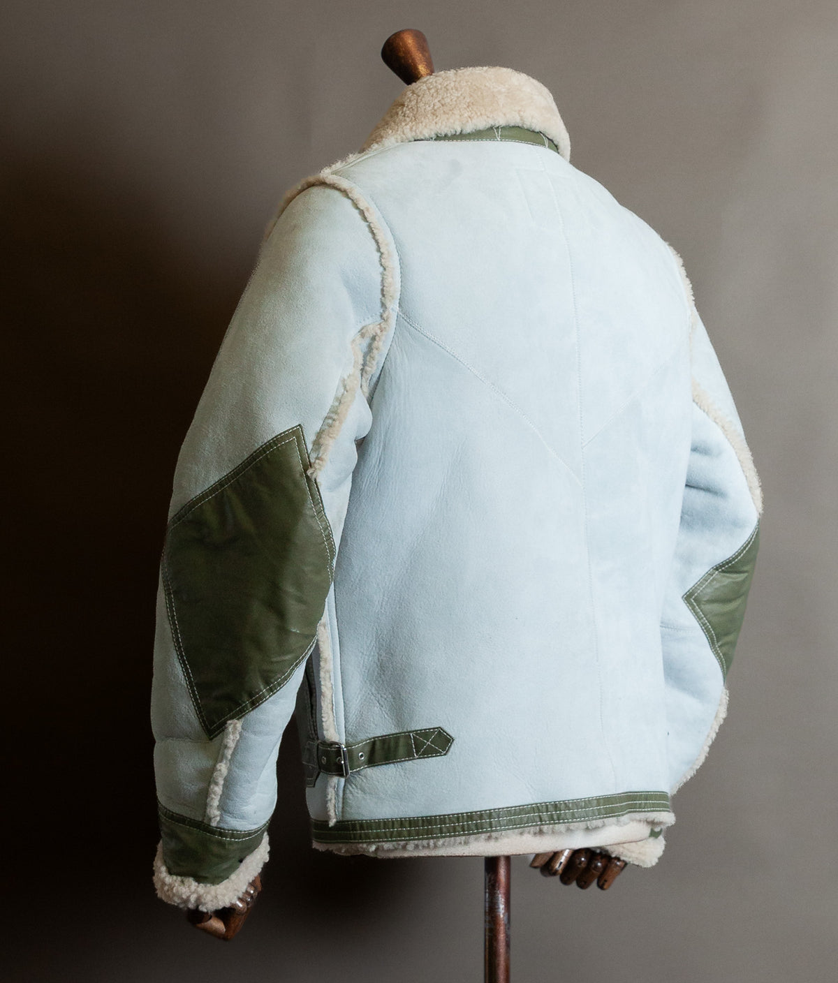 Diesel Heritage Shearling Aviator Jacket – Ice Blue & Olive, Worn by Justin Bieber