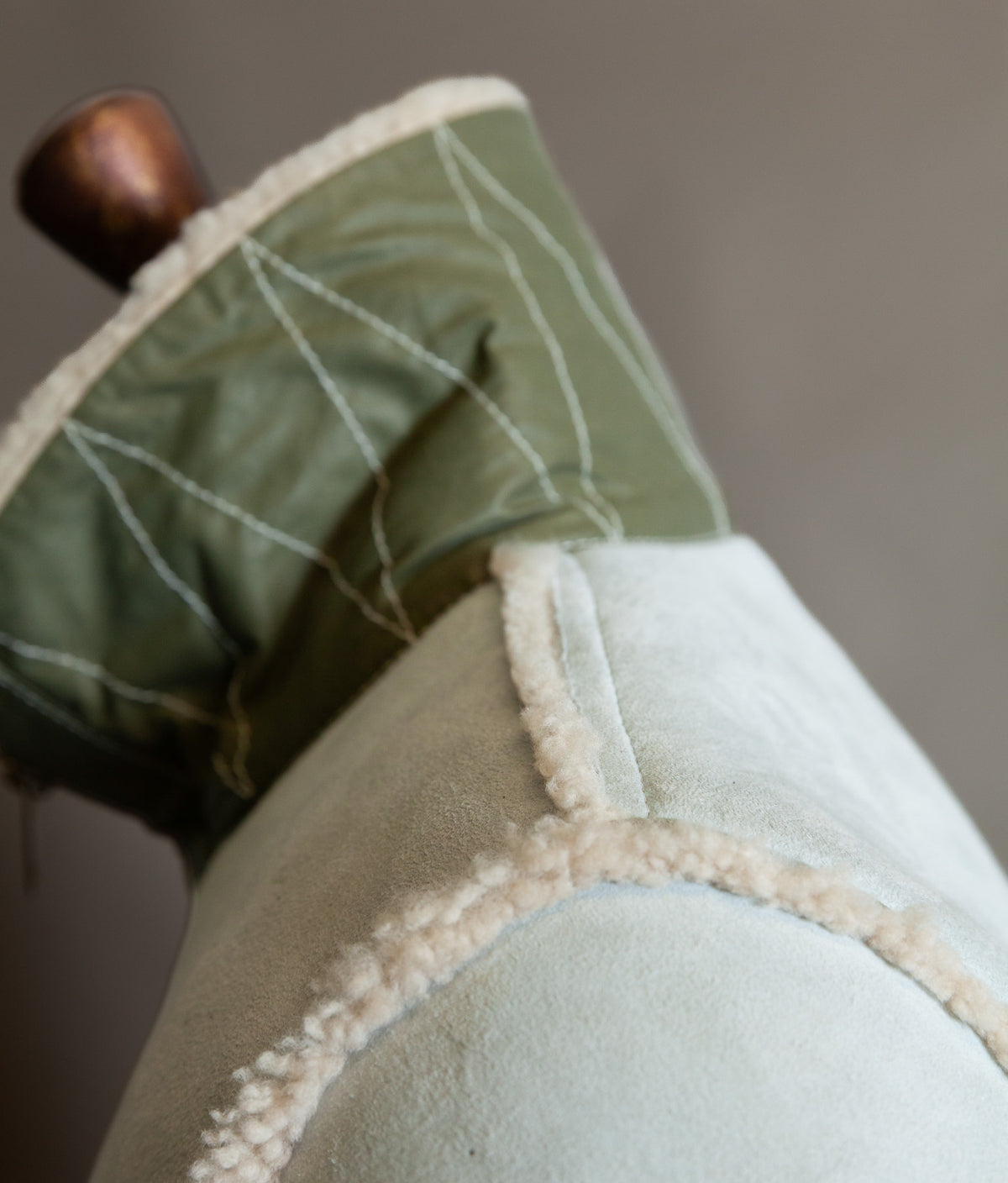 Diesel Heritage Shearling Aviator Jacket – Ice Blue & Olive, Worn by Justin Bieber