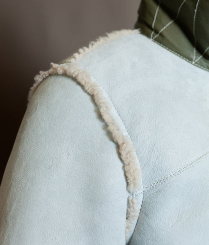 Diesel Heritage Shearling Aviator Jacket – Ice Blue & Olive, Worn by Justin Bieber