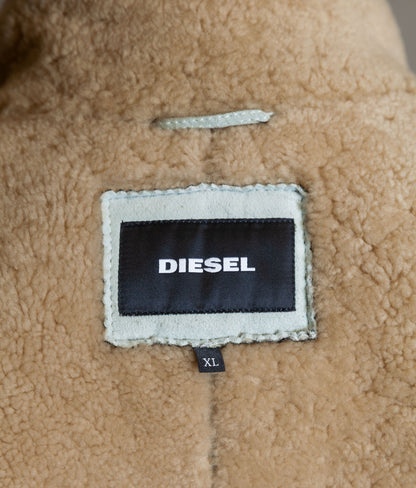 Diesel Heritage Shearling Aviator Jacket – Ice Blue & Olive, Worn by Justin Bieber