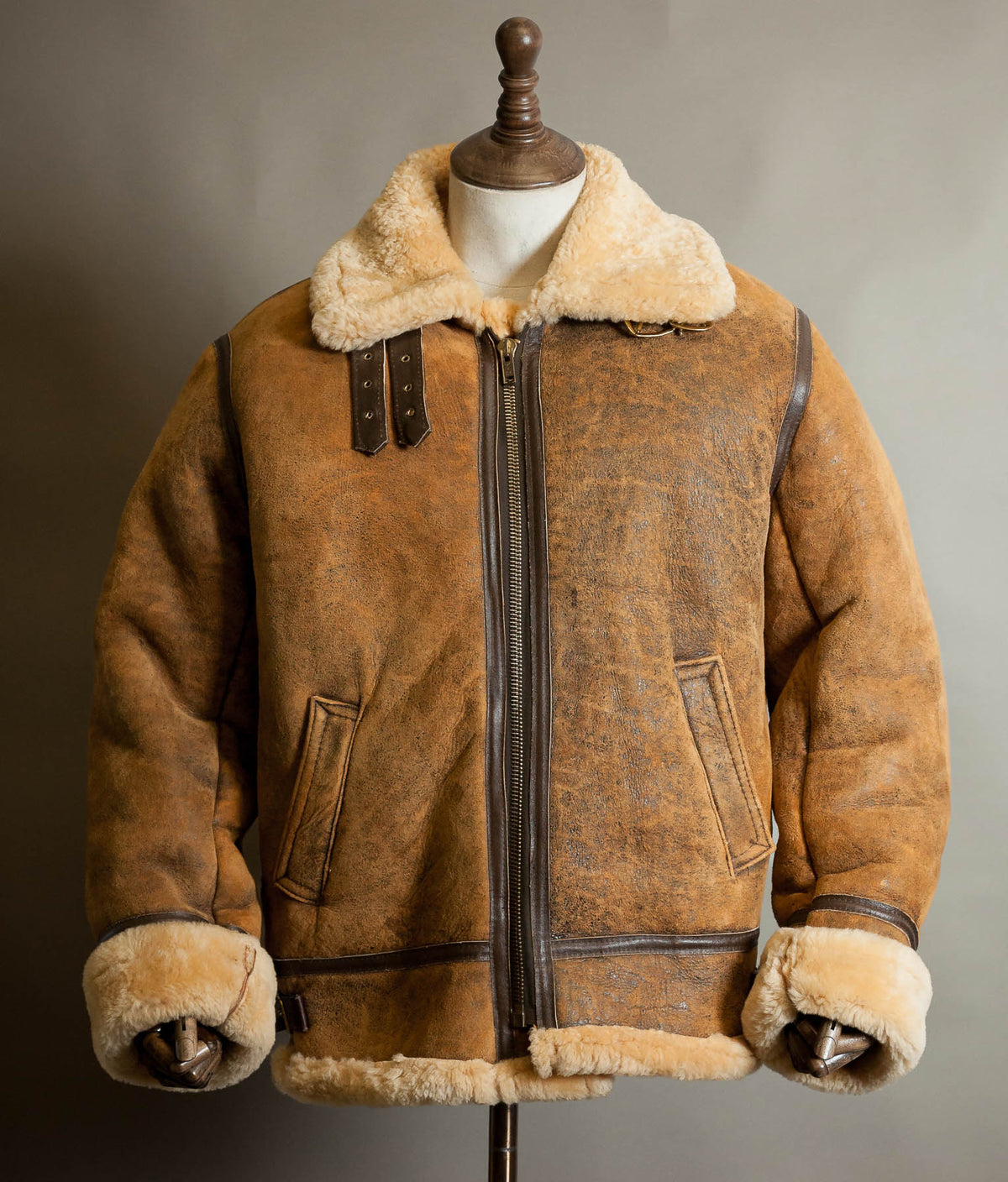 Vintage 1990s English Sheepskin B-3 Flying Jacket – Heavyweight Tan Shearling
