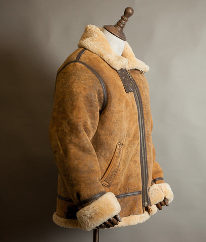 Vintage 1990s English Sheepskin B-3 Flying Jacket – Heavyweight Tan Shearling