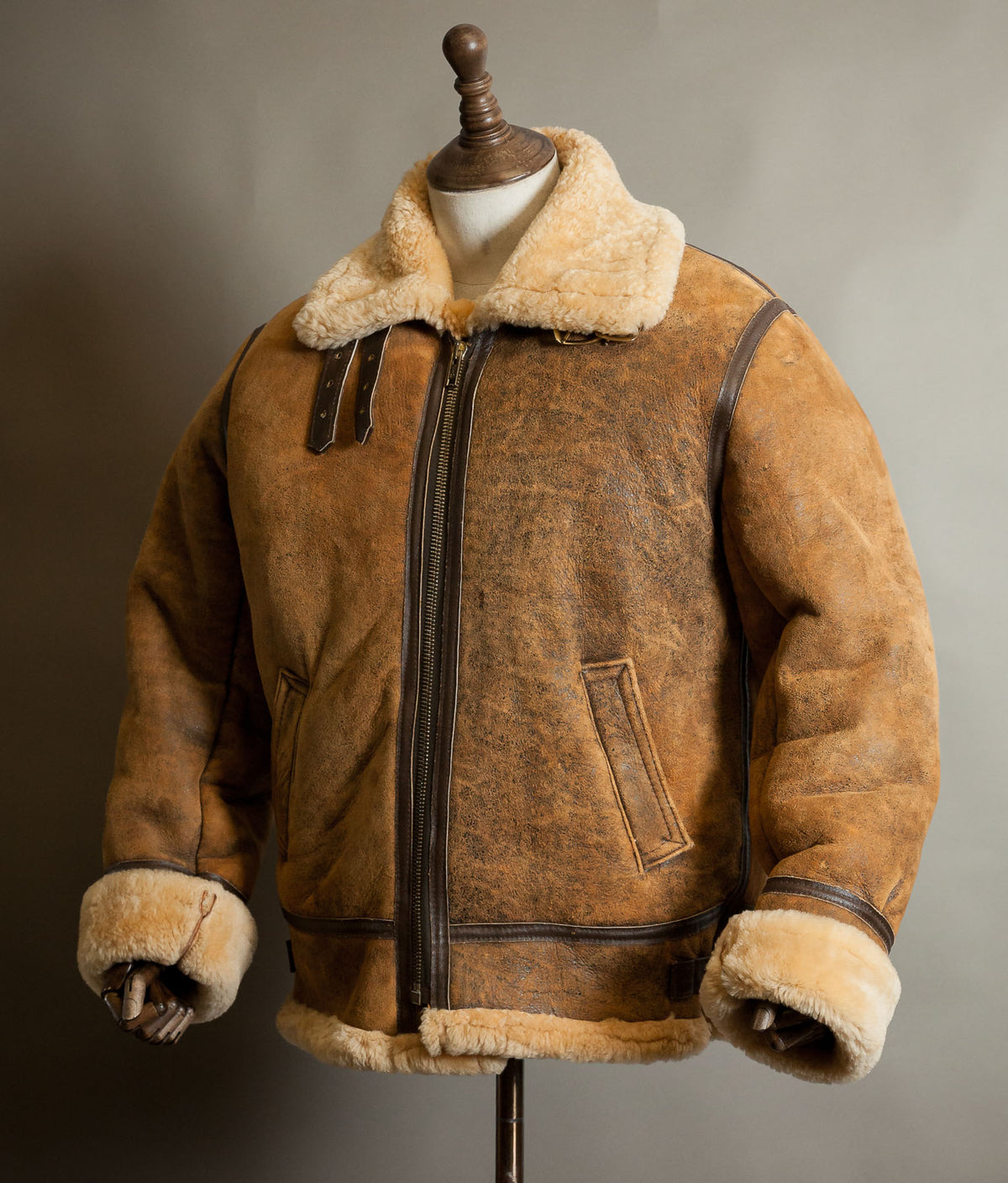 Vintage 1990s English Sheepskin B-3 Flying Jacket – Heavyweight Tan Shearling