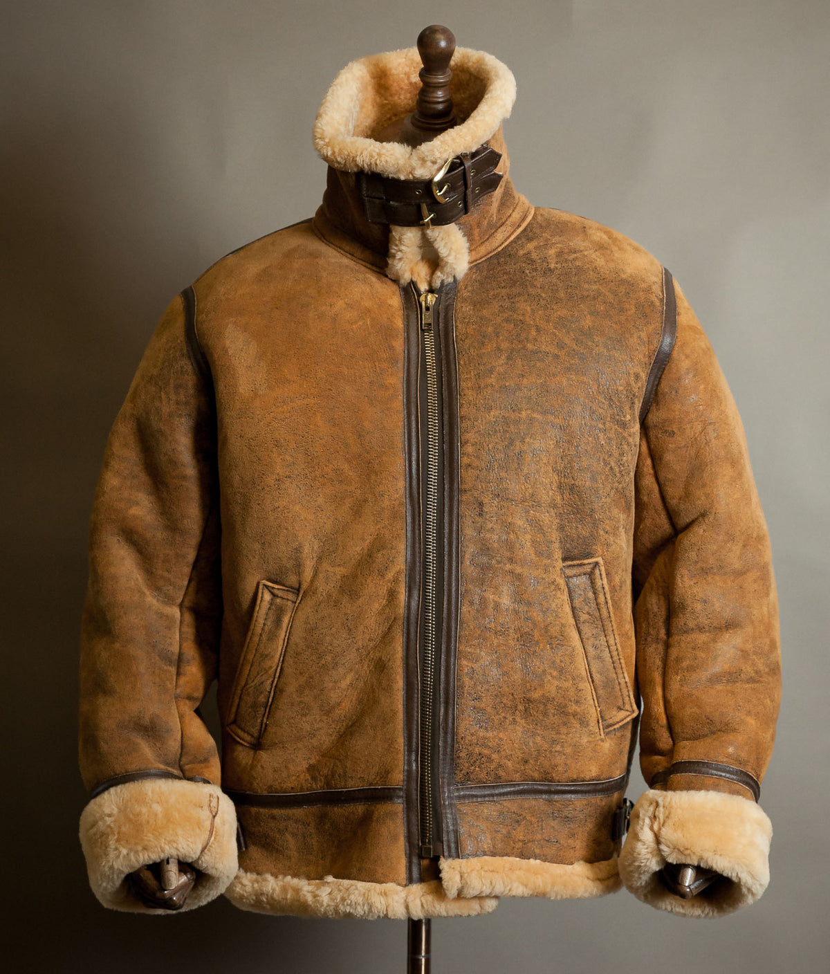 Vintage 1990s English Sheepskin B-3 Flying Jacket – Heavyweight Tan Shearling