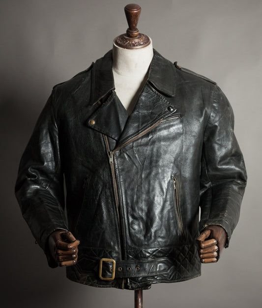 Vintage 1950s Rivetts Highwayman Horsehide Cross-Zip Motorcycle Jacket