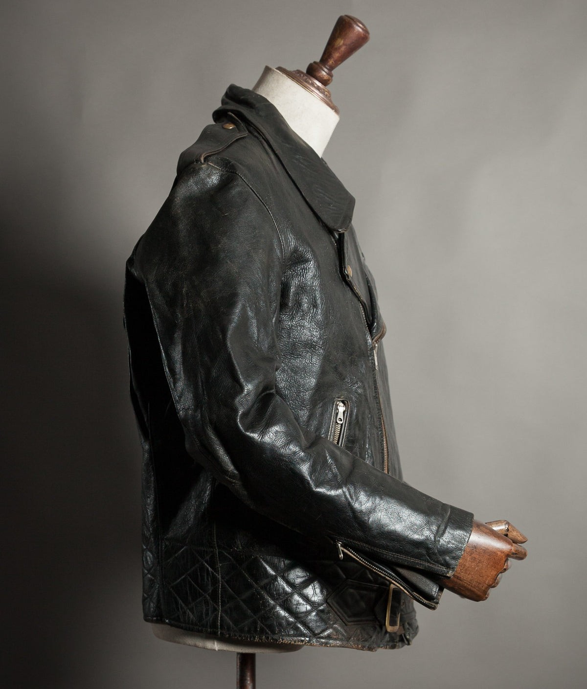Vintage 1950s Rivetts Highwayman Horsehide Cross-Zip Motorcycle Jacket