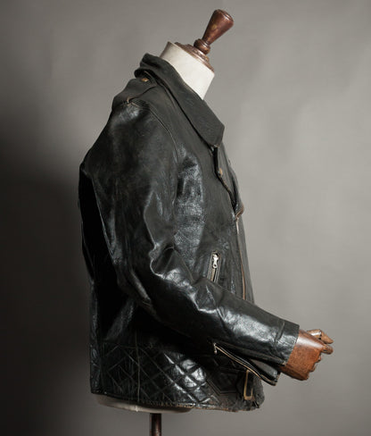 Vintage 1950s Rivetts Highwayman Horsehide Cross-Zip Motorcycle Jacket