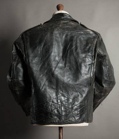 Vintage 1950s Rivetts Highwayman Horsehide Cross-Zip Motorcycle Jacket