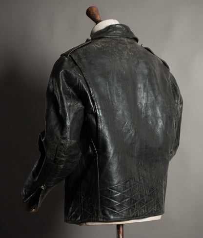 Vintage 1950s Rivetts Highwayman Horsehide Cross-Zip Motorcycle Jacket