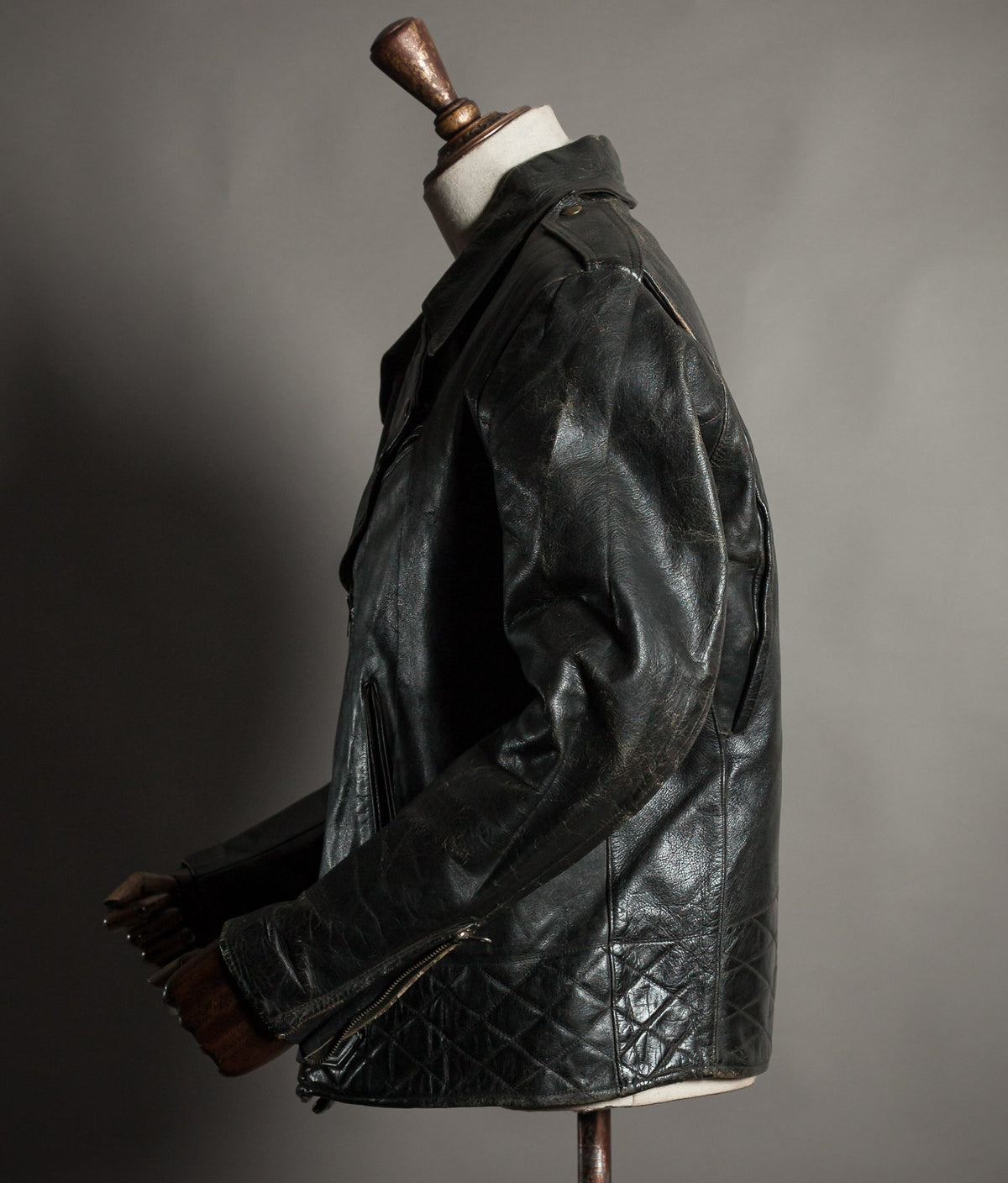 Vintage 1950s Rivetts Highwayman Horsehide Cross-Zip Motorcycle Jacket