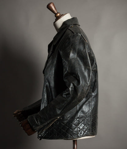 Vintage 1950s Rivetts Highwayman Horsehide Cross-Zip Motorcycle Jacket