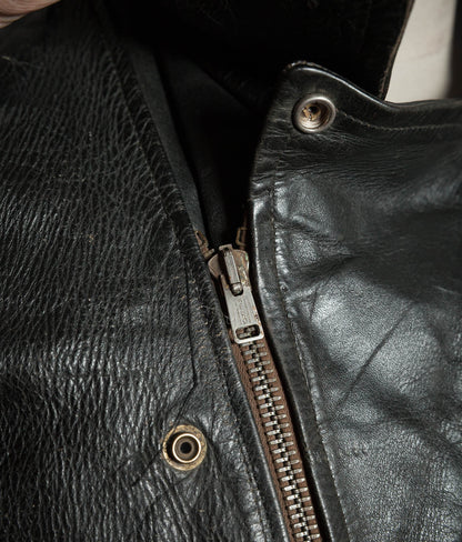 Vintage 1950s Rivetts Highwayman Horsehide Cross-Zip Motorcycle Jacket