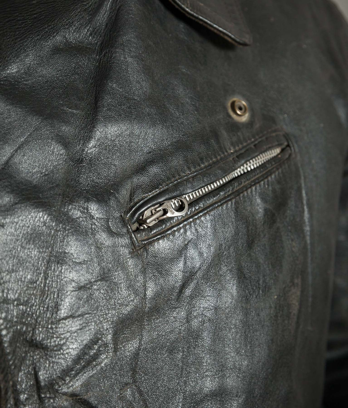 Vintage 1950s Rivetts Highwayman Horsehide Cross-Zip Motorcycle Jacket