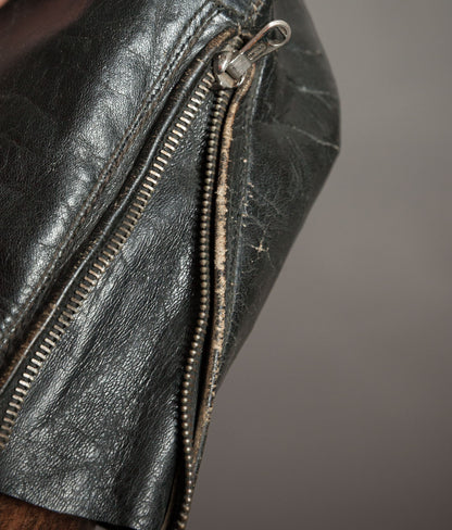 Vintage 1950s Rivetts Highwayman Horsehide Cross-Zip Motorcycle Jacket
