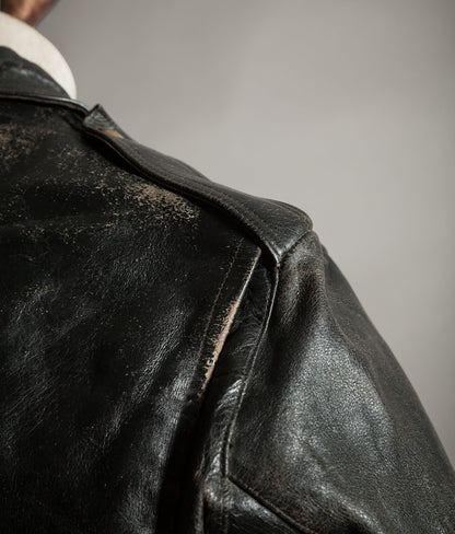 Vintage 1950s Rivetts Highwayman Horsehide Cross-Zip Motorcycle Jacket