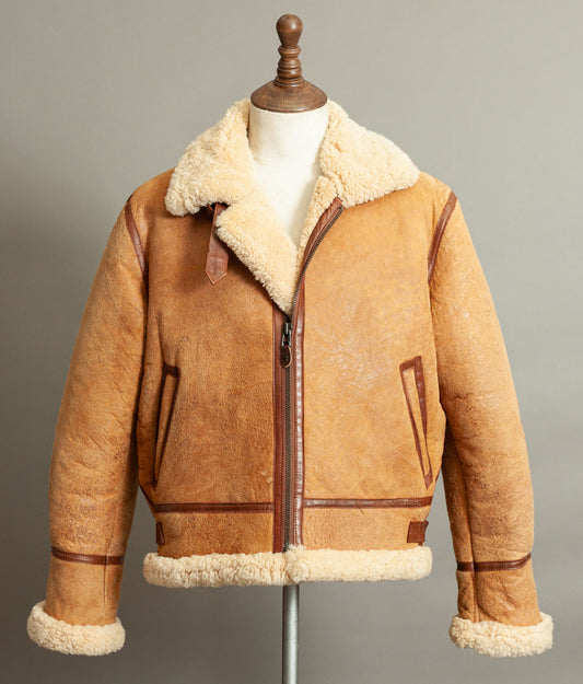 Vintage 1990s Chevignon World Traveler B-3 Sheepskin Shearling Bomber Jacket