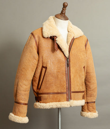 Vintage 1990s Chevignon World Traveler B-3 Sheepskin Shearling Bomber Jacket
