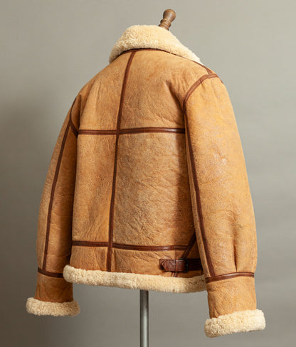 Vintage 1990s Chevignon World Traveler B-3 Sheepskin Shearling Bomber Jacket
