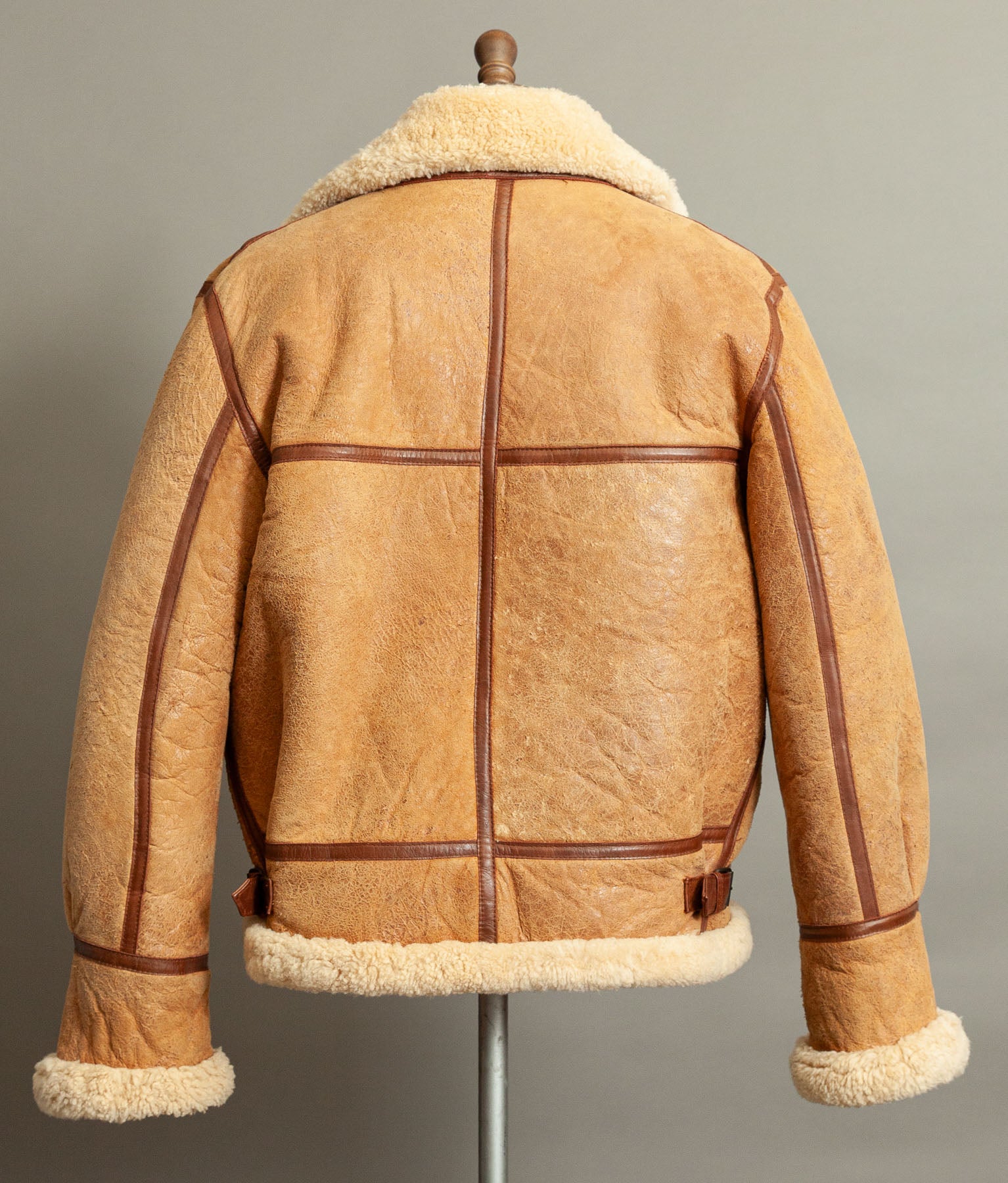 Vintage 1990s Chevignon World Traveler B-3 Sheepskin Shearling Bomber Jacket