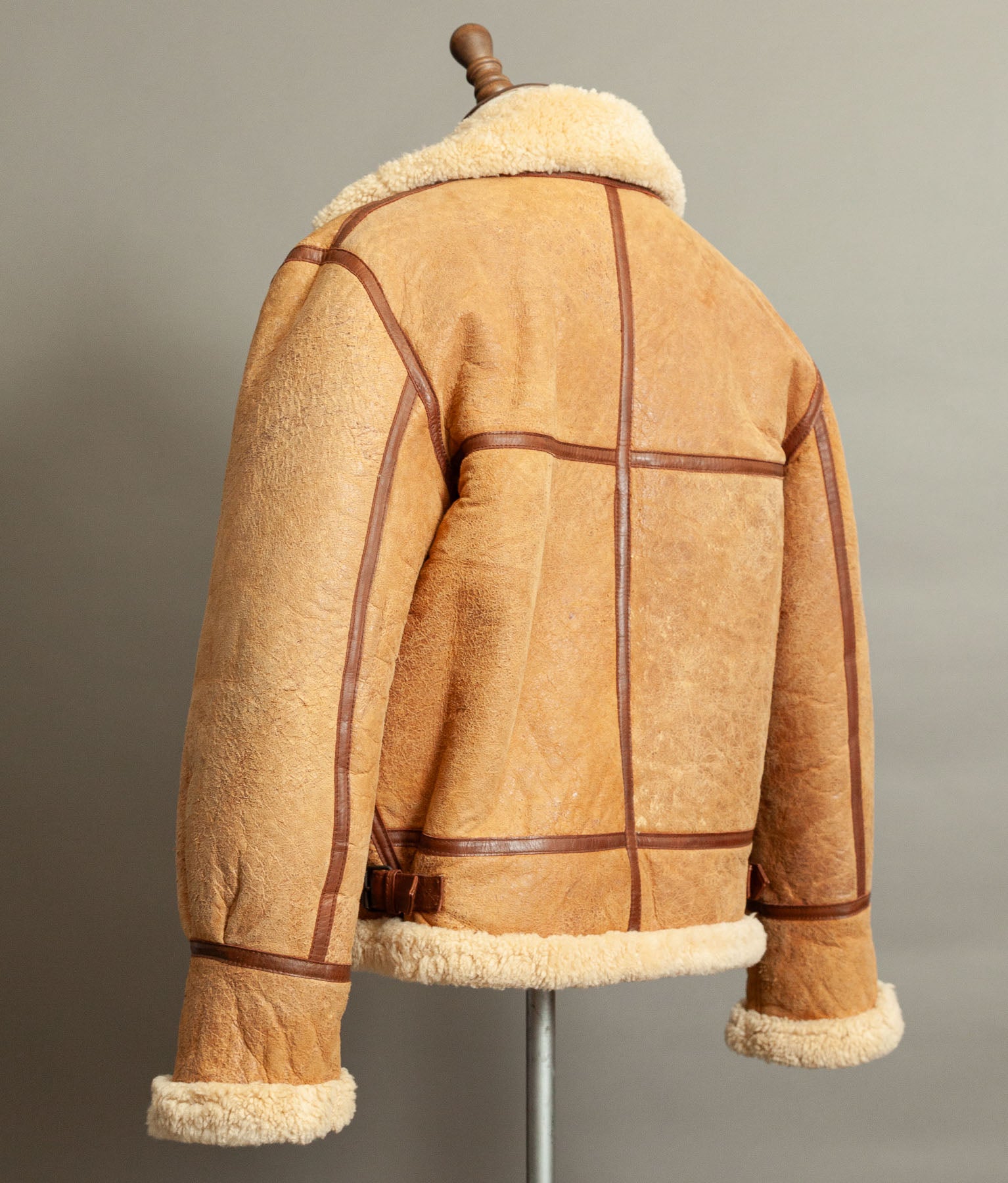 Vintage 1990s Chevignon World Traveler B-3 Sheepskin Shearling Bomber Jacket