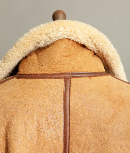 Vintage 1990s Chevignon World Traveler B-3 Sheepskin Shearling Bomber Jacket