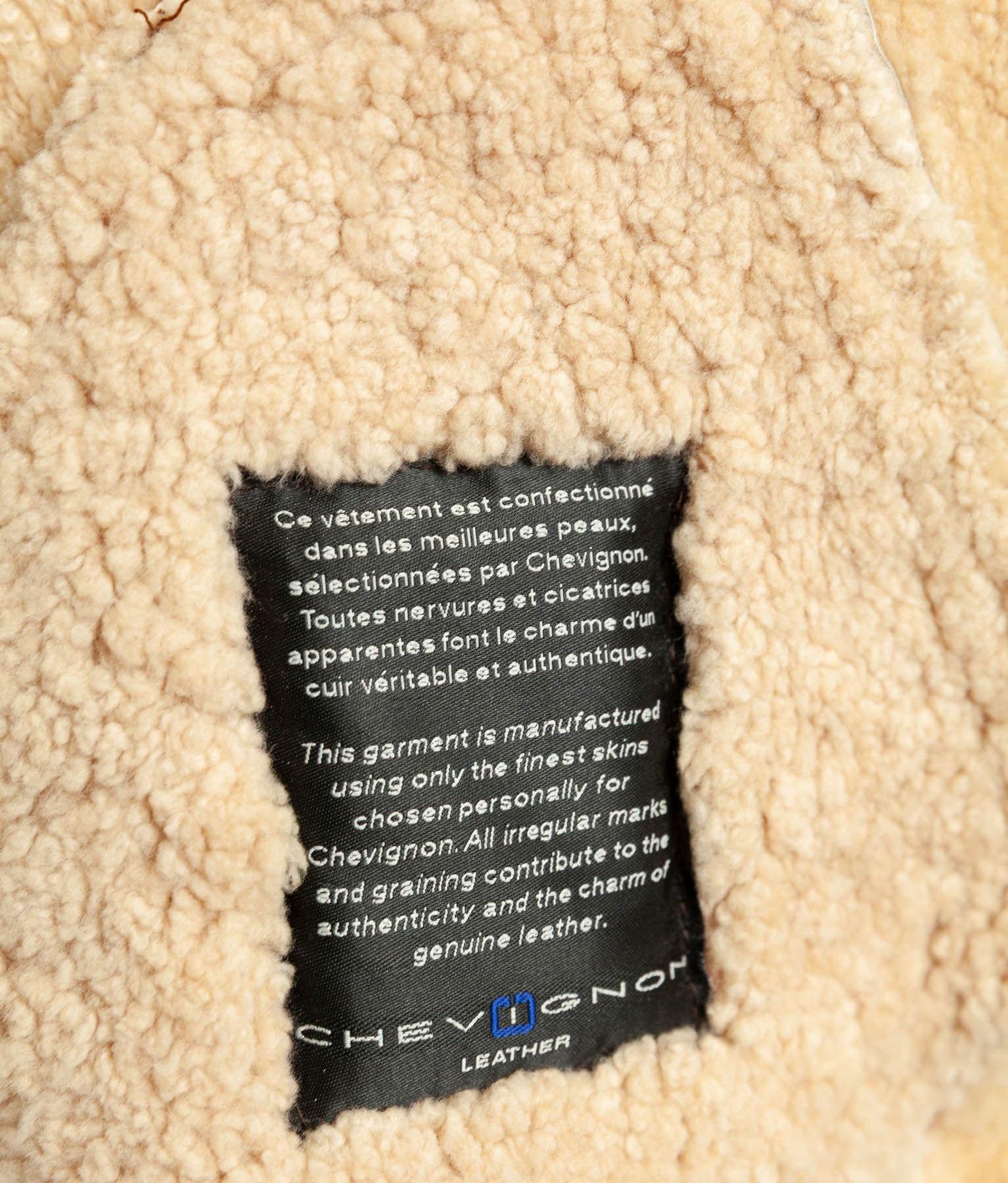 Vintage 1990s Chevignon World Traveler B-3 Sheepskin Shearling Bomber Jacket