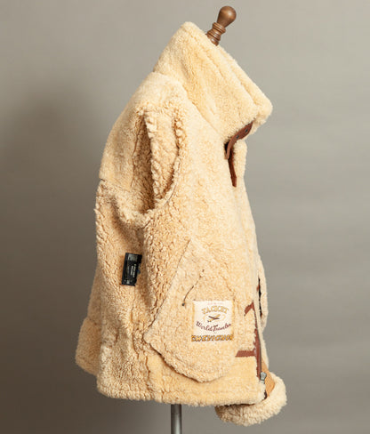 Vintage 1990s Chevignon World Traveler B-3 Sheepskin Shearling Bomber Jacket