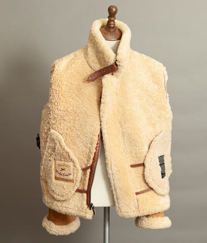 Vintage 1990s Chevignon World Traveler B-3 Sheepskin Shearling Bomber Jacket