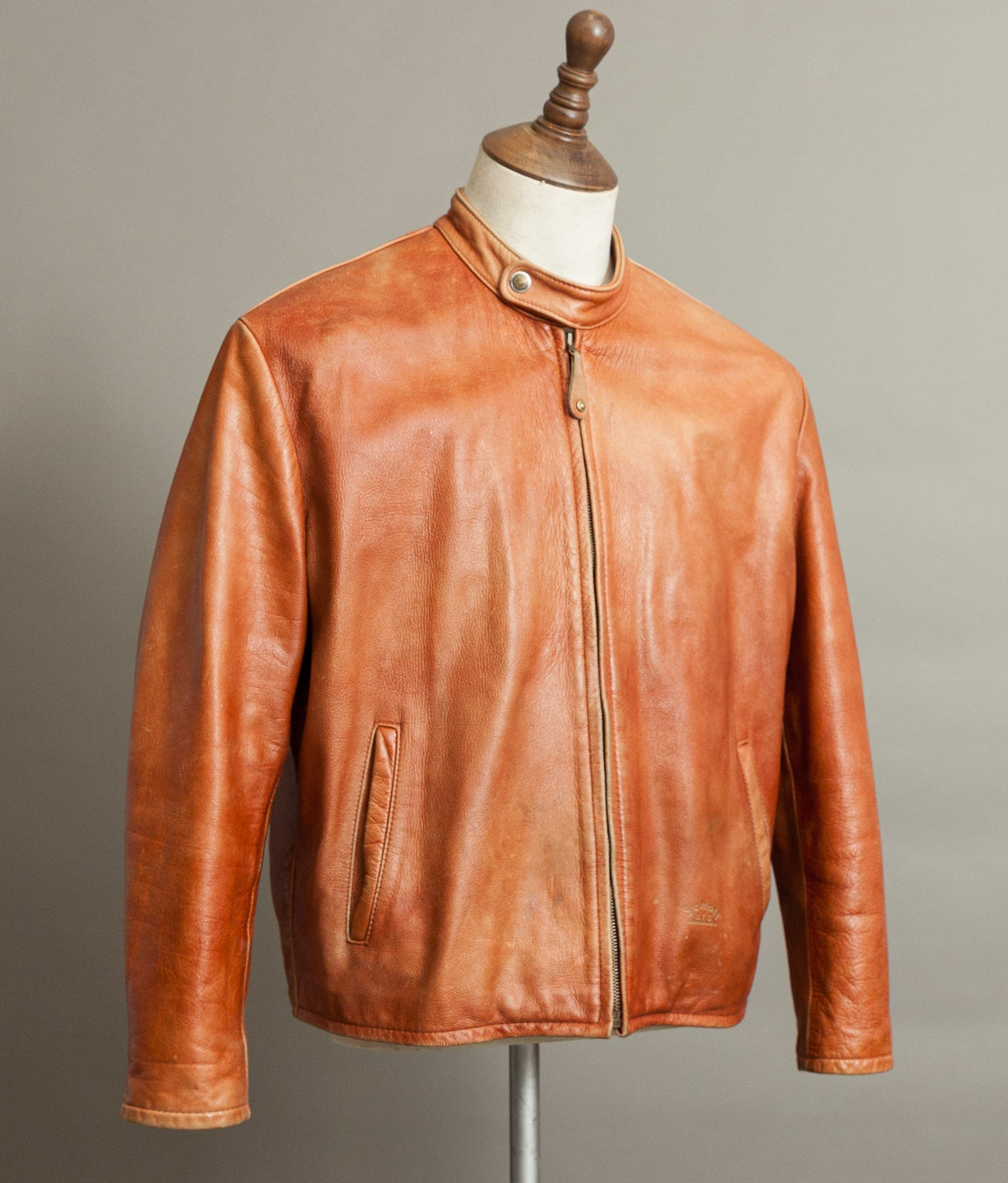 Vintage Schott NYC AT877 Leather Rider Jacket Made in USA Café Racer