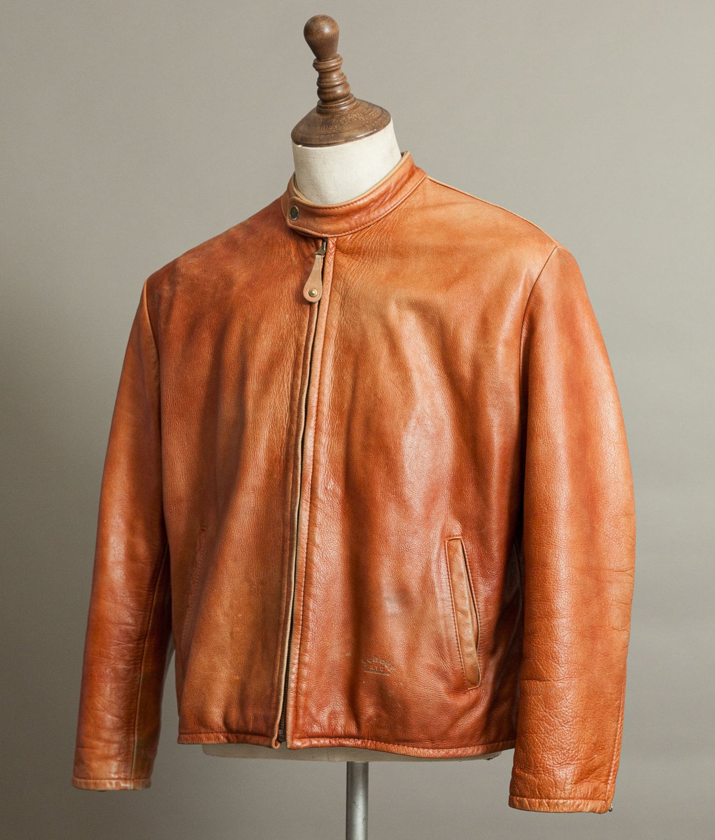 Vintage Schott NYC AT877 Leather Rider Jacket Made in USA Café Racer