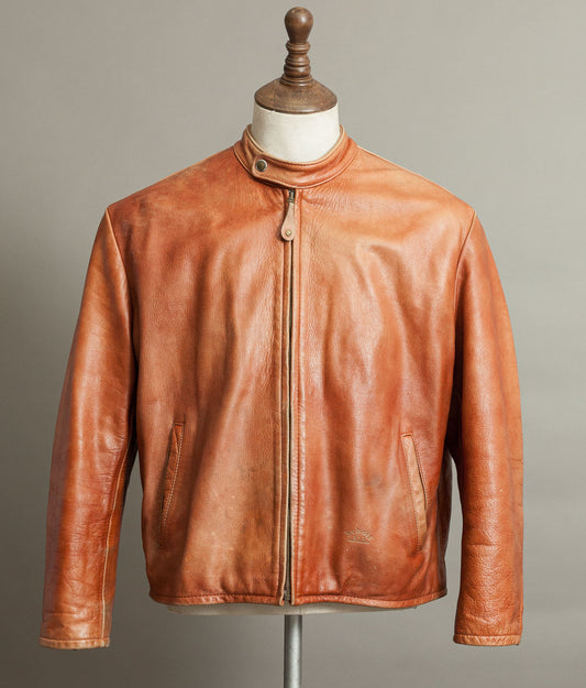 Vintage Schott NYC AT877 Leather Rider Jacket Made in USA Café Racer