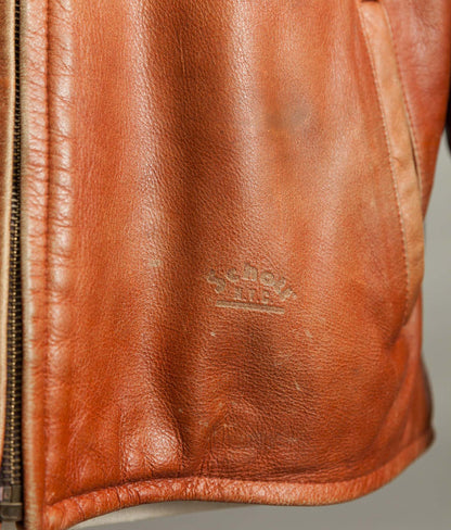 Vintage Schott NYC AT877 Leather Rider Jacket Made in USA Café Racer