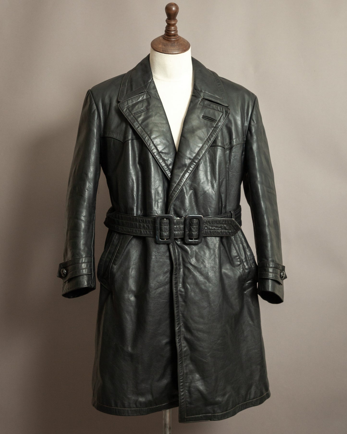 Vintage 1930s German Leather Trench Coat Medium (42)