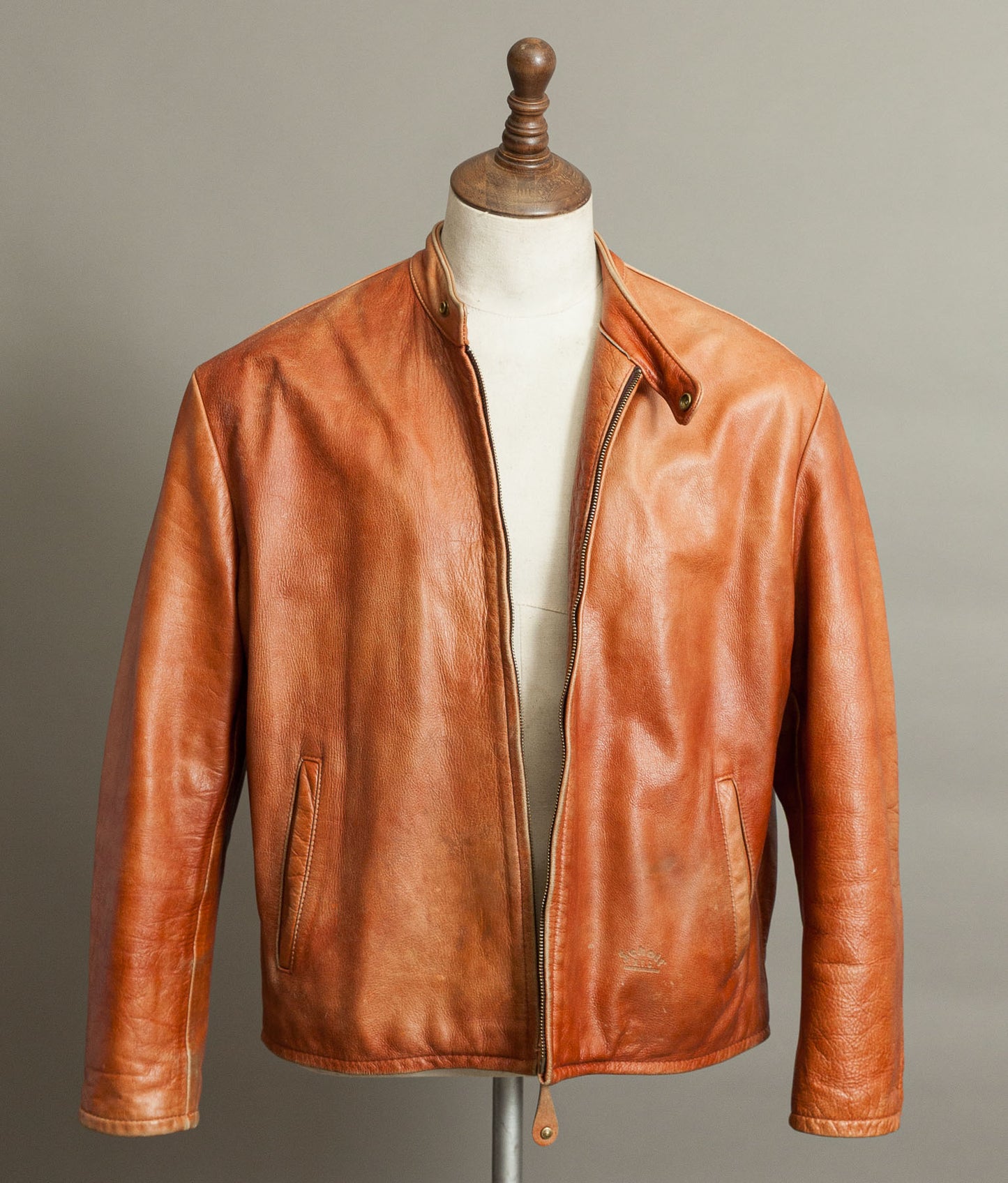 Vintage Schott NYC AT877 Leather Rider Jacket Made in USA Café Racer