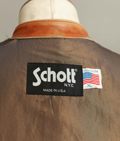 Vintage Schott NYC AT877 Leather Rider Jacket Made in USA Café Racer