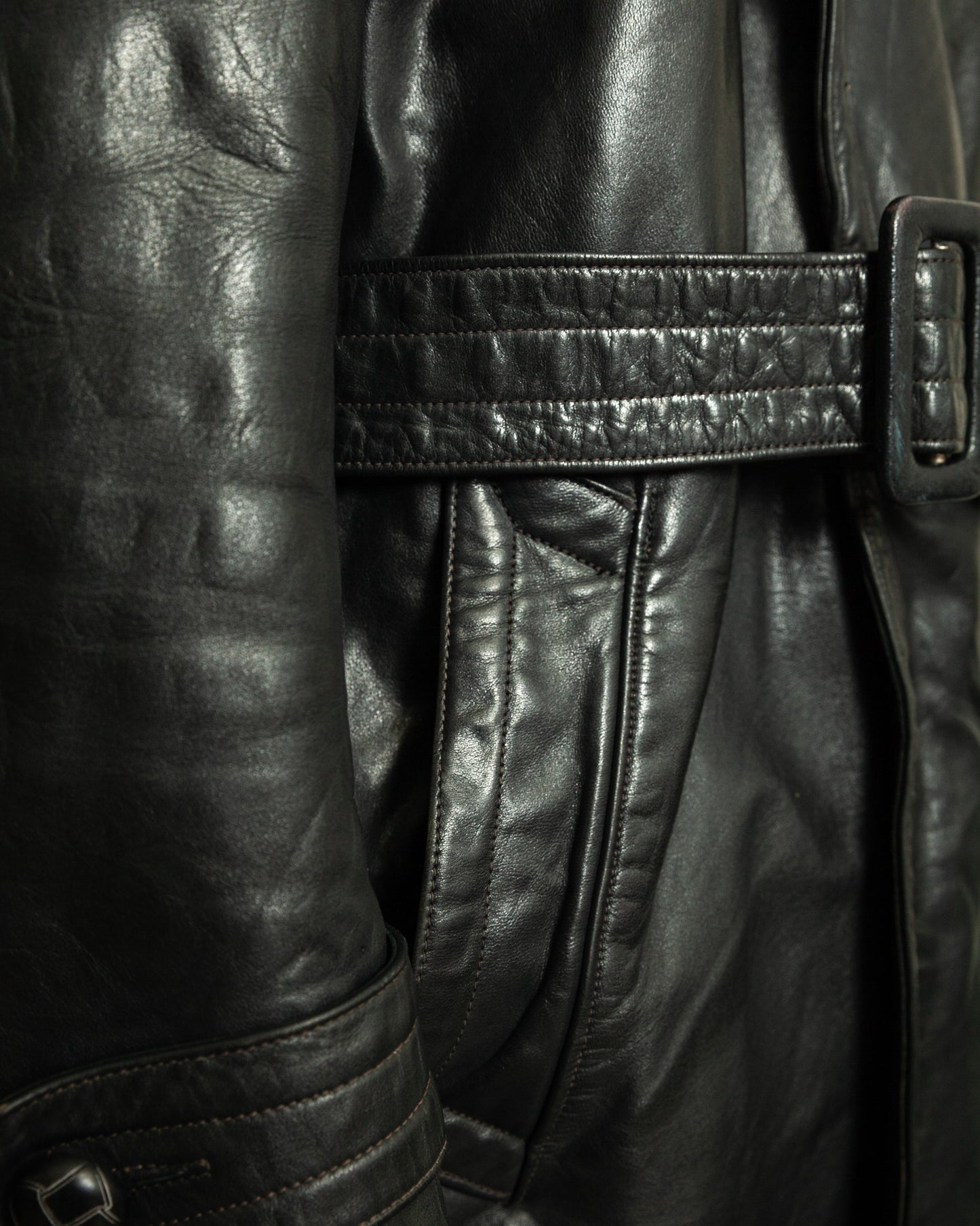 Vintage 1930s German Leather Trench Coat Medium (42)